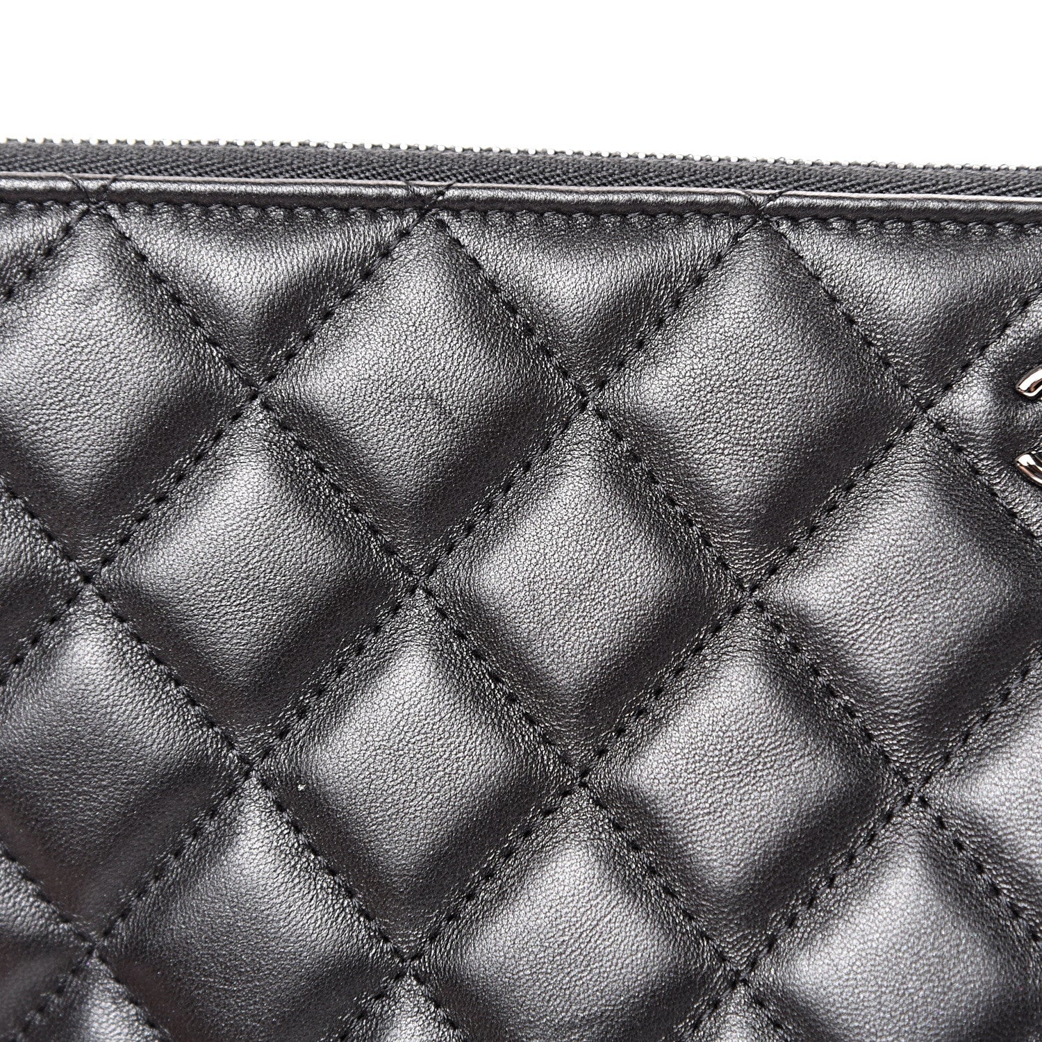Chanel Lambskin Quilted Large Cosmetic Case Black 7 of 7