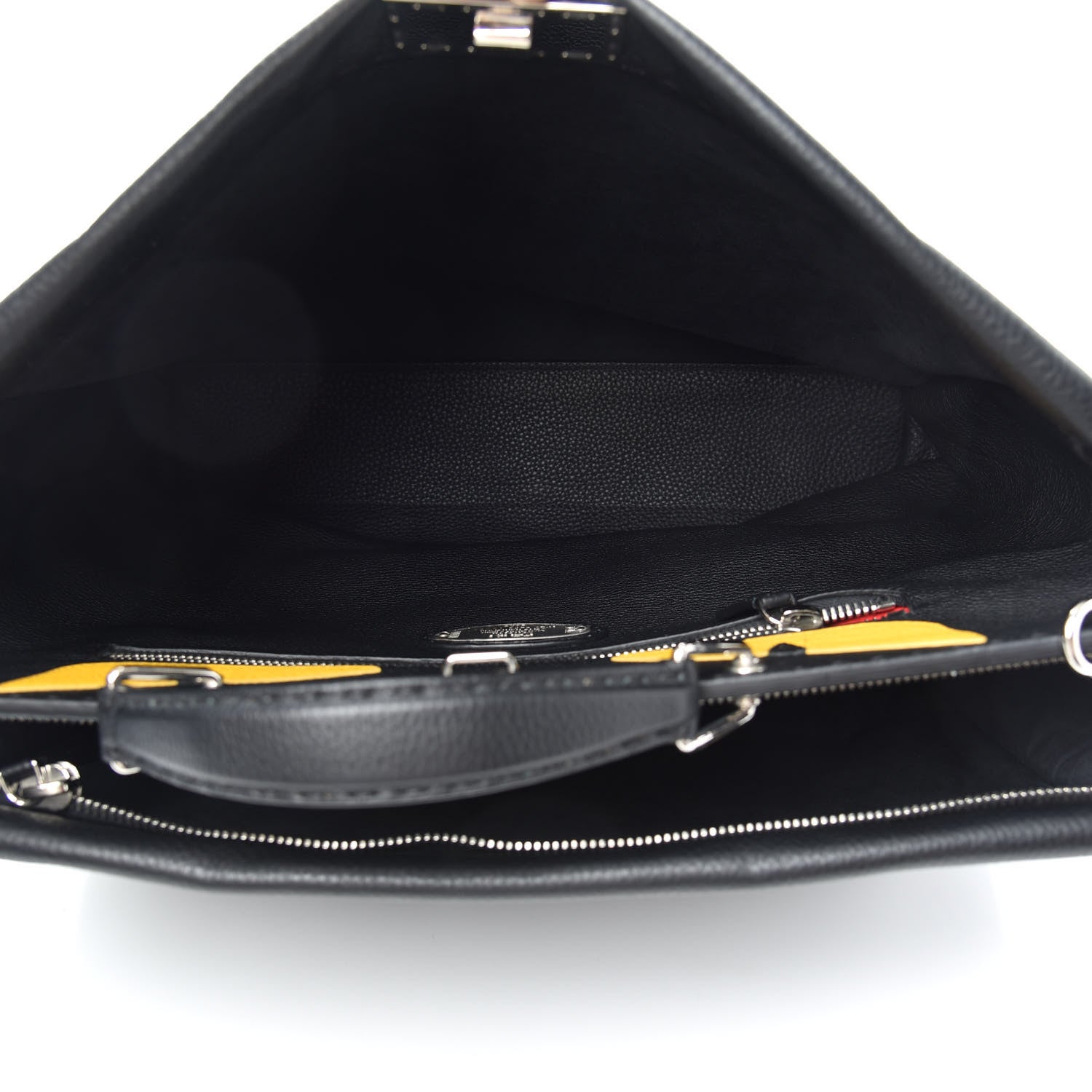 Fendi Cuoio Romano Selleria Monster Eyes Inlay Large Mens Peekaboo Iconic Essential Satchel Black Sunflower 4 of 8