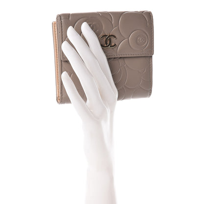Chanel Lambskin Camellia Embossed French Wallet Beige 2 of 8