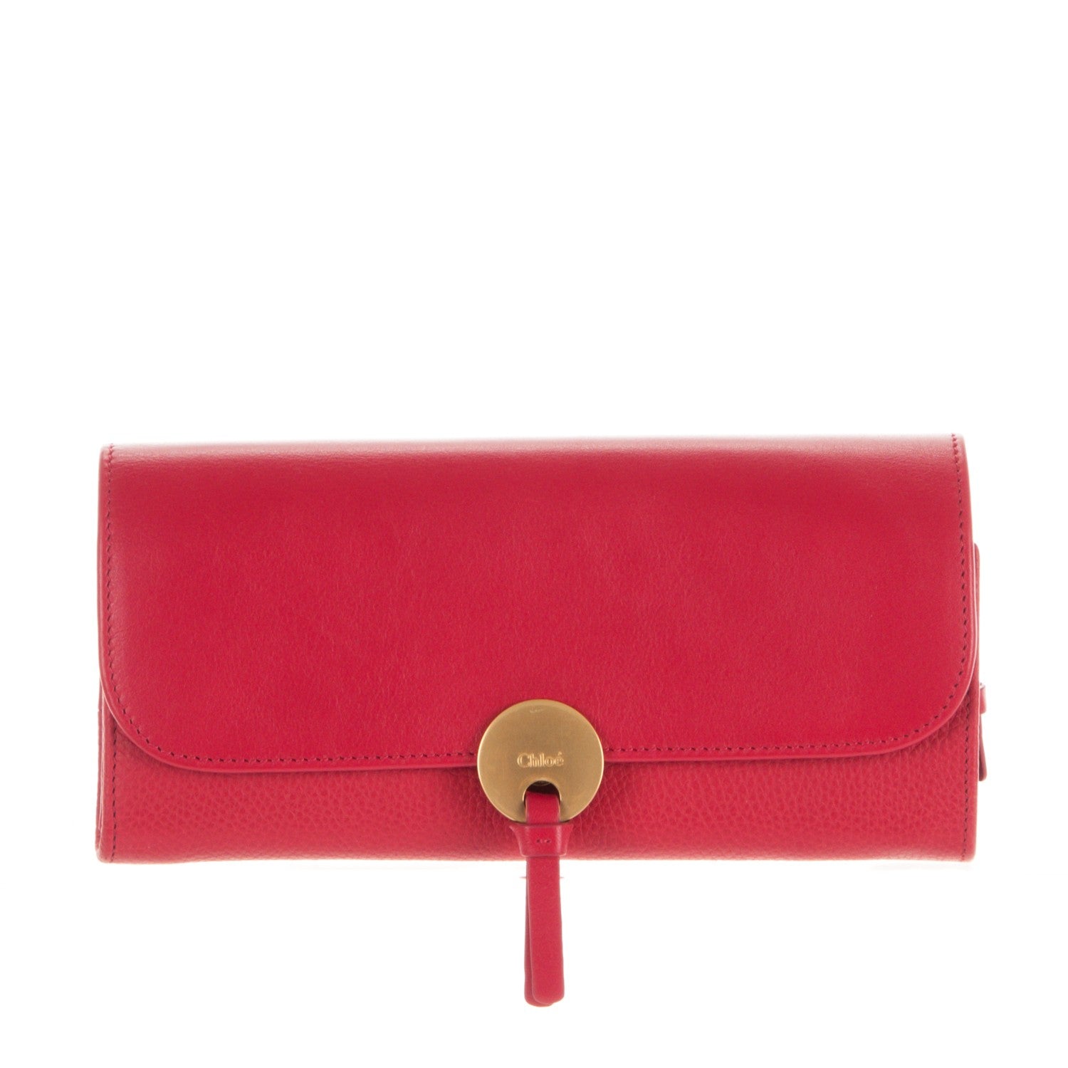 Chloe Grained Smooth Calfskin Indy Long Wallet Tulip Red 1 of 8