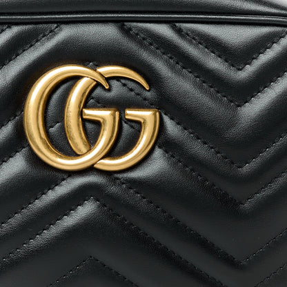 Gucci Calfskin Matelasse Small GG Marmont Chain Shoulder Bag Black 9 of 11