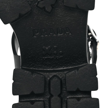 Prada Foam Rubber Triangle Logo Monolith 55mm Cage Sandals 37 Black 6 of 7
