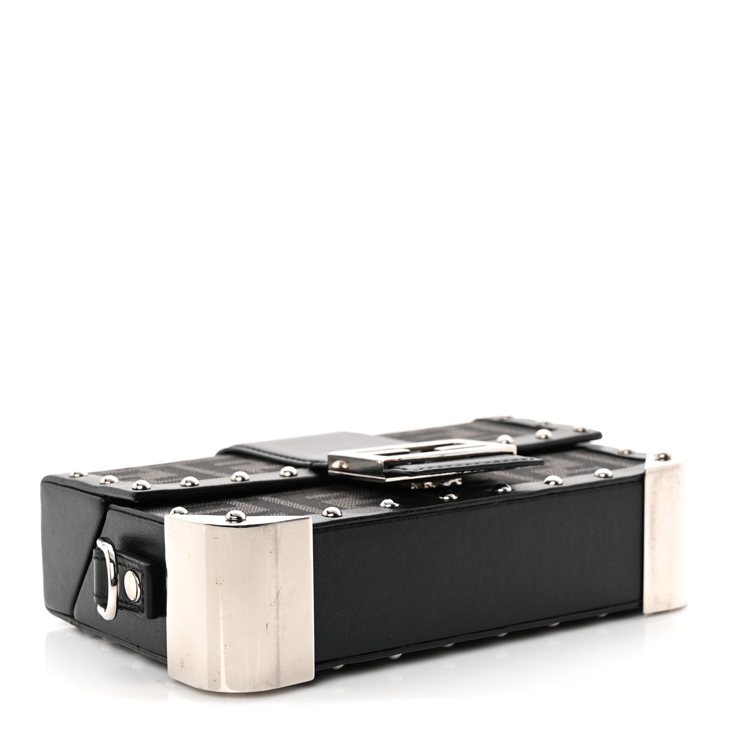 Fendi Recycled Fabric Jacquard Vitello Astro FF 1974 Mini Baguette Trunk Asfalto Black 4 of 7