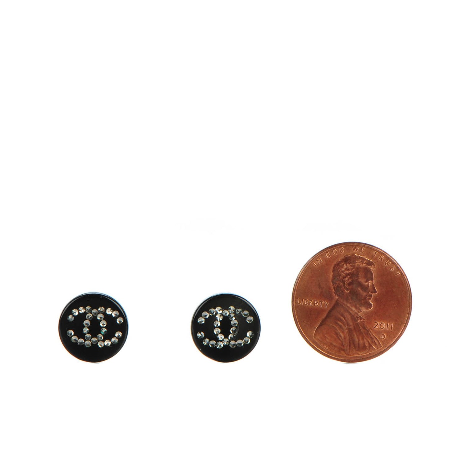 Resin Crystal CC Earrings Black