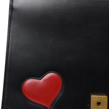 Gucci Calfskin Web Heart Medium GG Marmont Chain Handle Bag Black 15 of 16