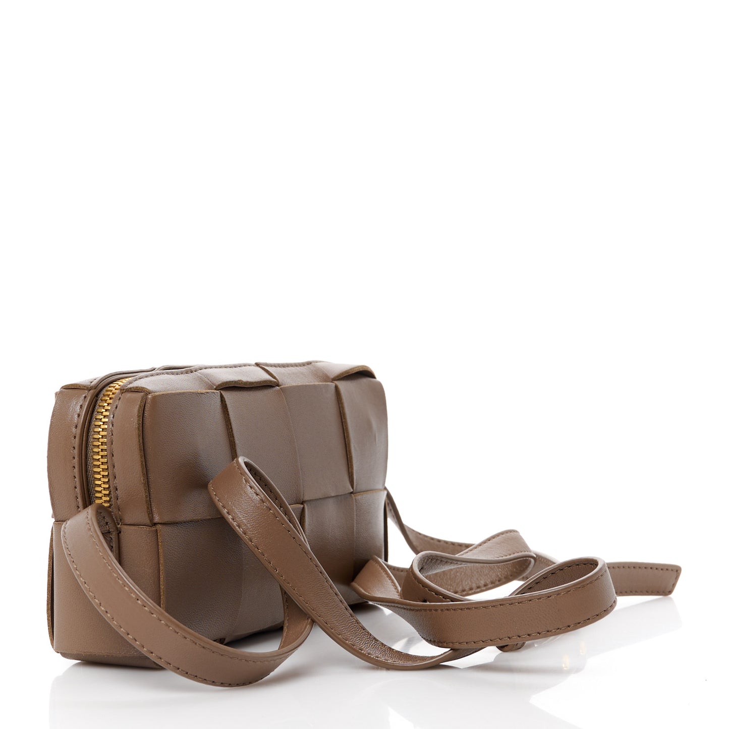 Lambskin Maxi Intreccio Cassette Phone Pouch Crossbody Bag Marrone