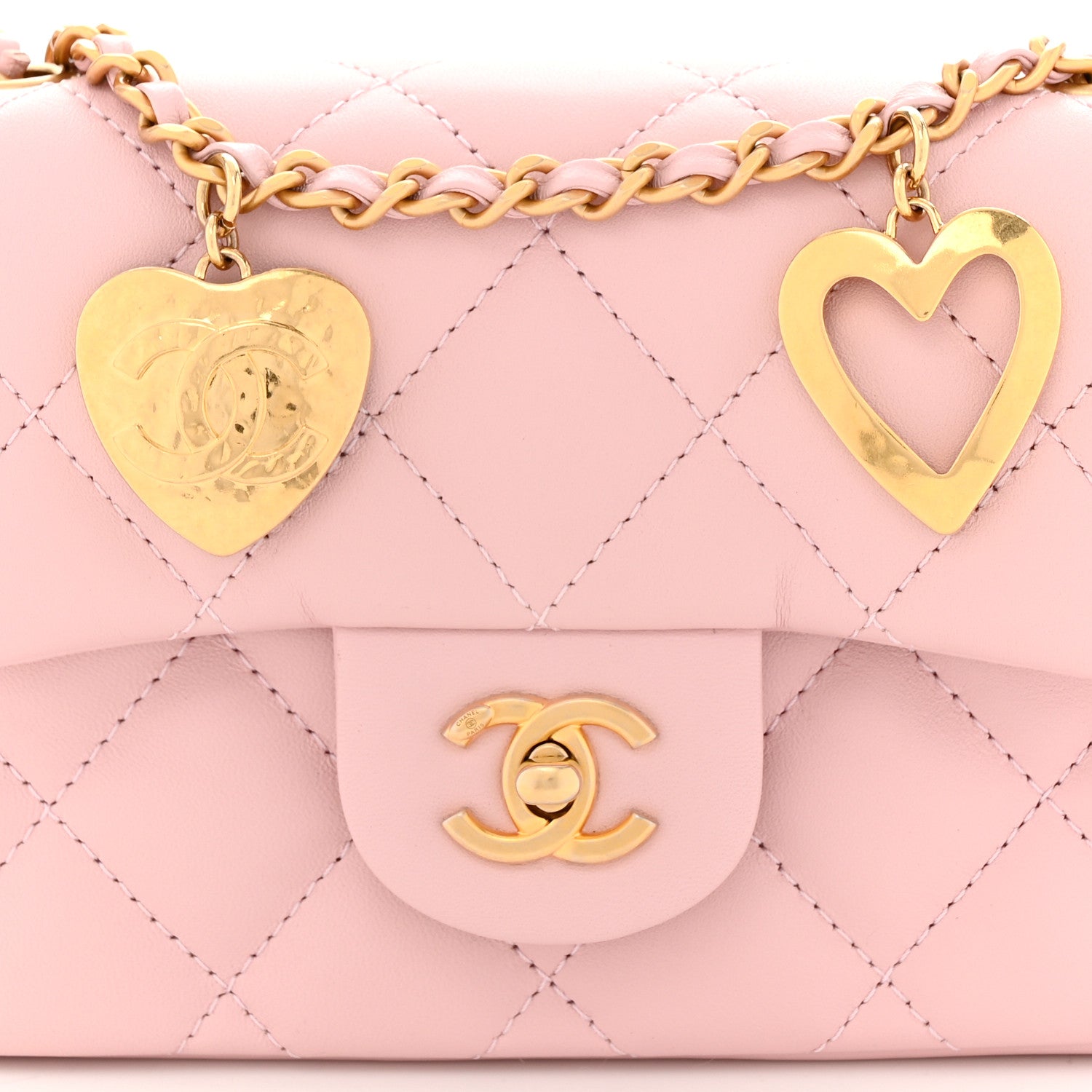 Chanel Lambskin Quilted Mini Heart Charms Flap Light Pink 8 of 11