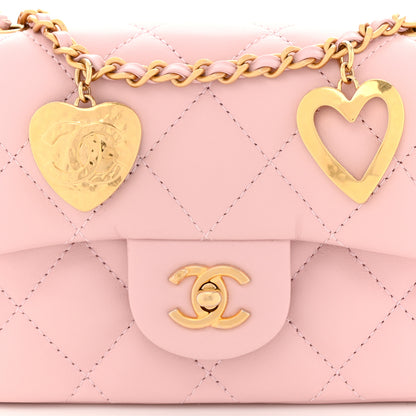 Chanel Lambskin Quilted Mini Heart Charms Flap Light Pink 8 of 11