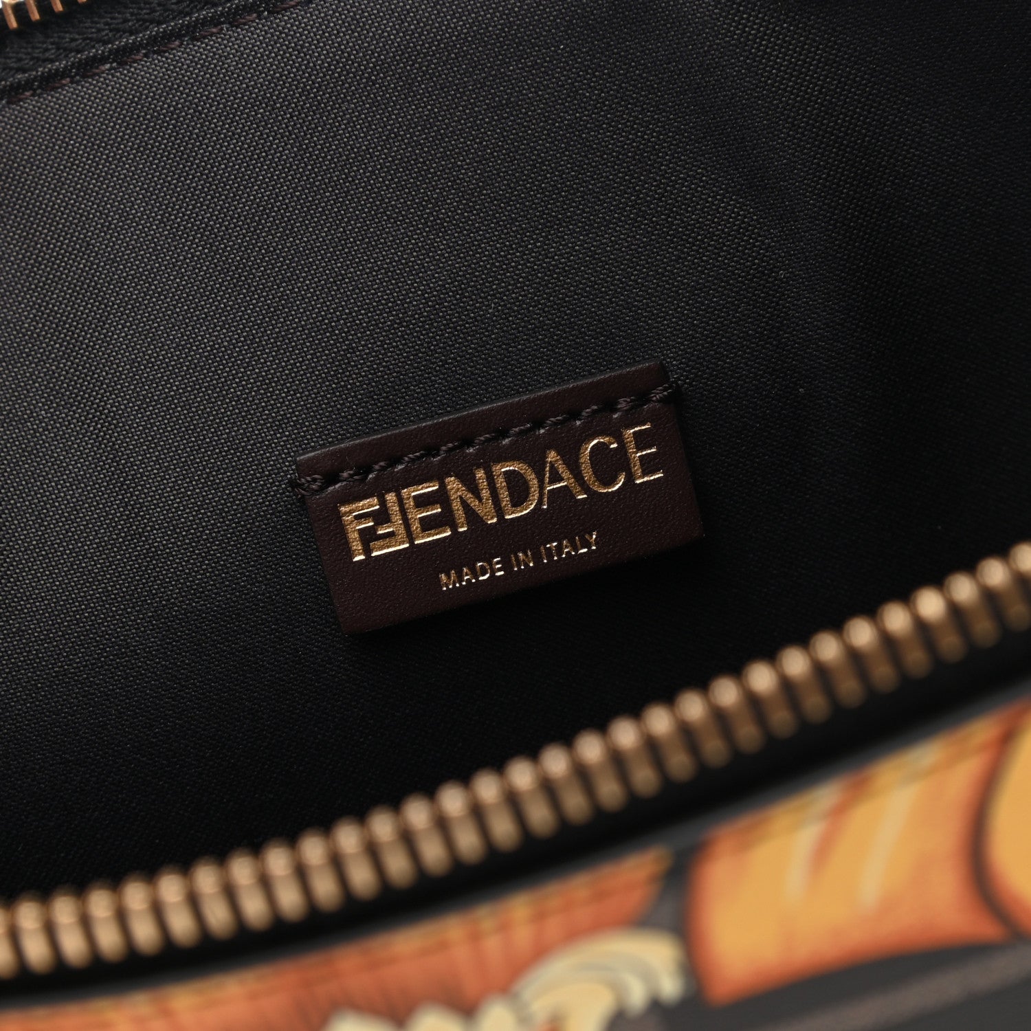 Fendi X VERSACE Vitello Grace Catalan Mirror Fendace FF Baroque Logo Large Flat Pouch Tobacco Gold 6 of 6