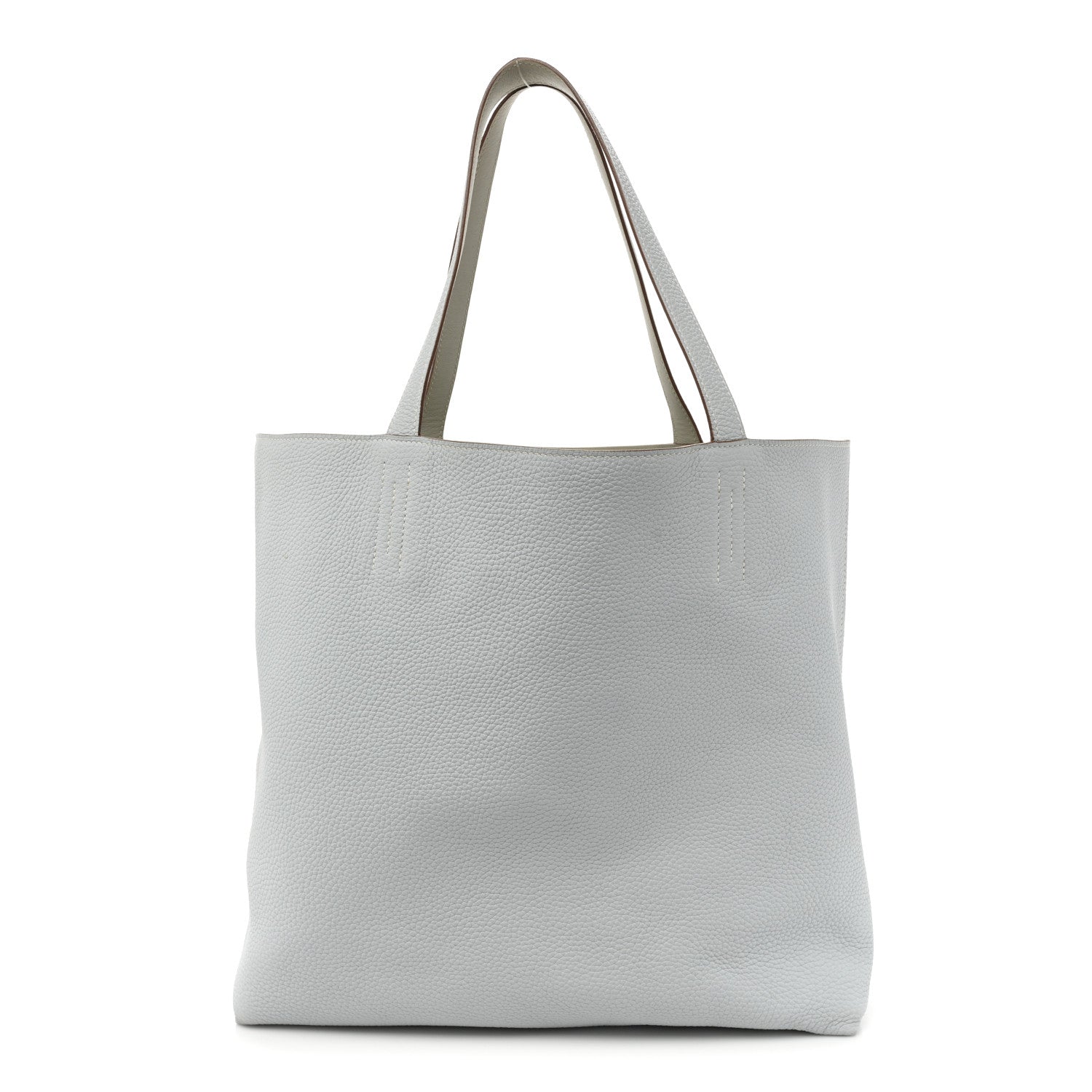Hermes Veau Sikkim Taurillon Clemence Double Sens 36 Reversible Tote Bleu Pale Gris Perle 1 of 24