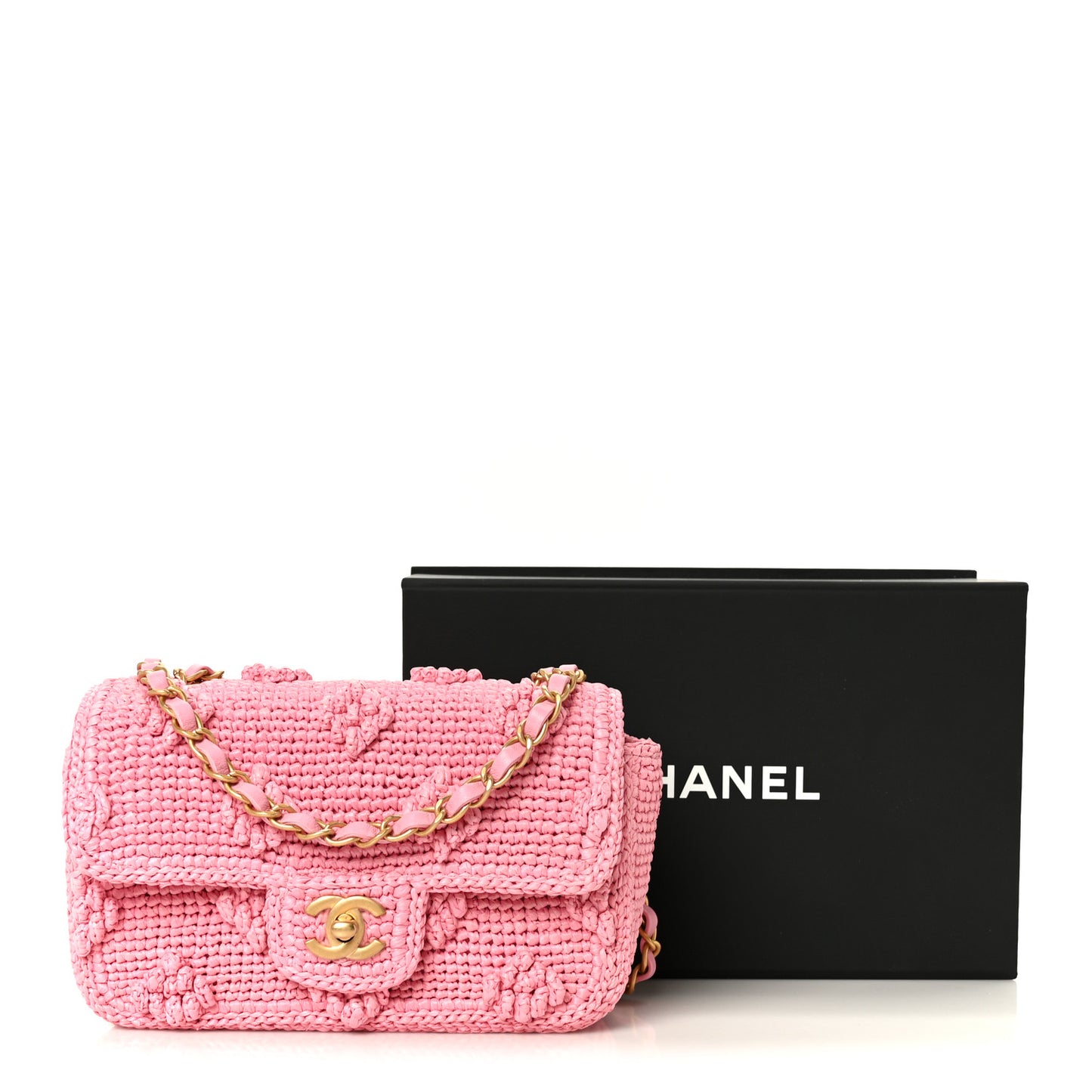 Raffia Small Dolce Raffia Flap Bag Pink
