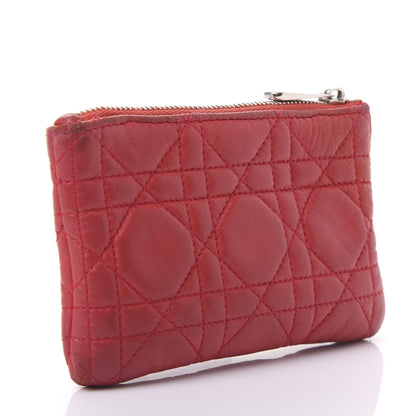 Christian Dior Lambskin Cannage Pouch Red 3 of 12