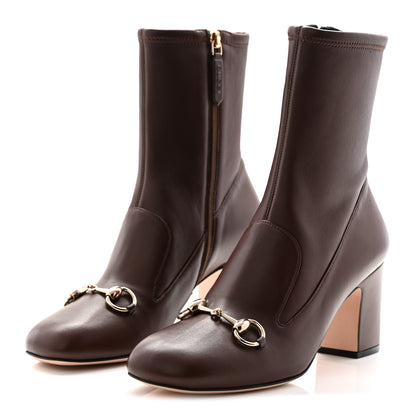 Gucci Nappa Horsebit Ankle Boots 38 New Chocolate 3 of 9