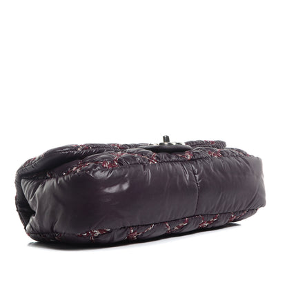 Chanel Nylon Quilted Tweed on Stitch Medium Bubble Flap Purple 4 of 9