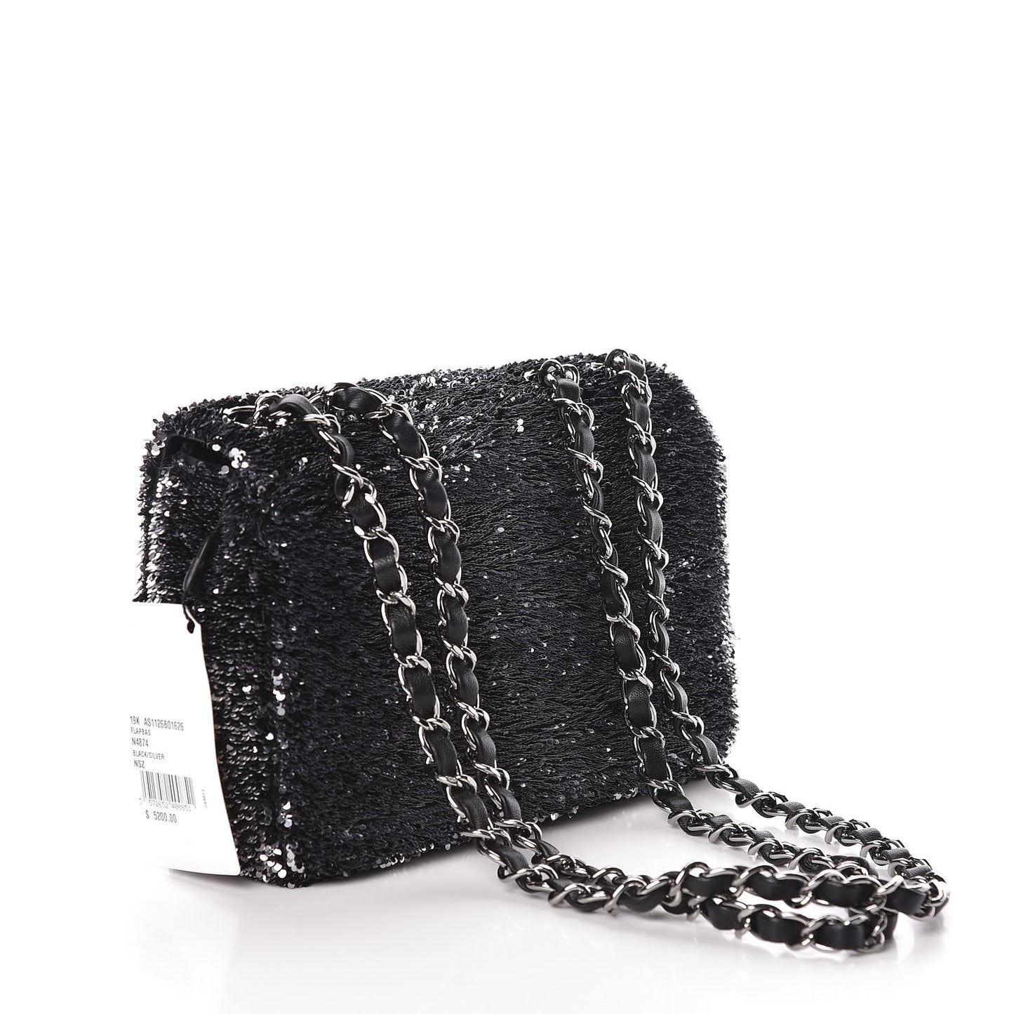 Sequin Single Flap Silver Black Silver