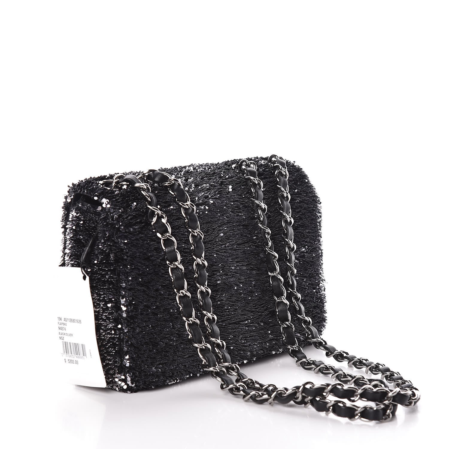 Chanel Sequin Single Flap Silver Black Silver 3 of 11