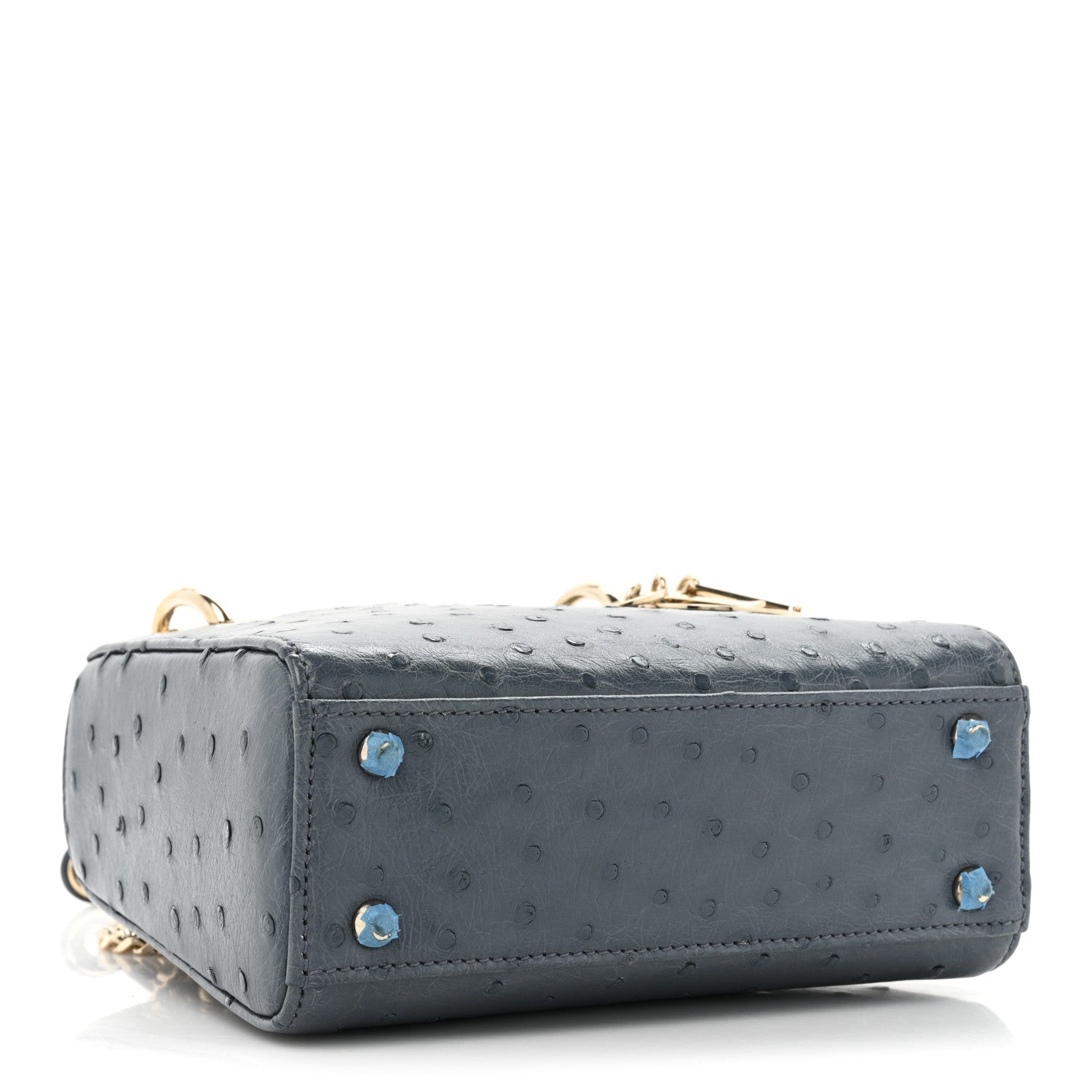Christian Dior Ostrich Mini Lady Dior Dark Grey 4 of 12