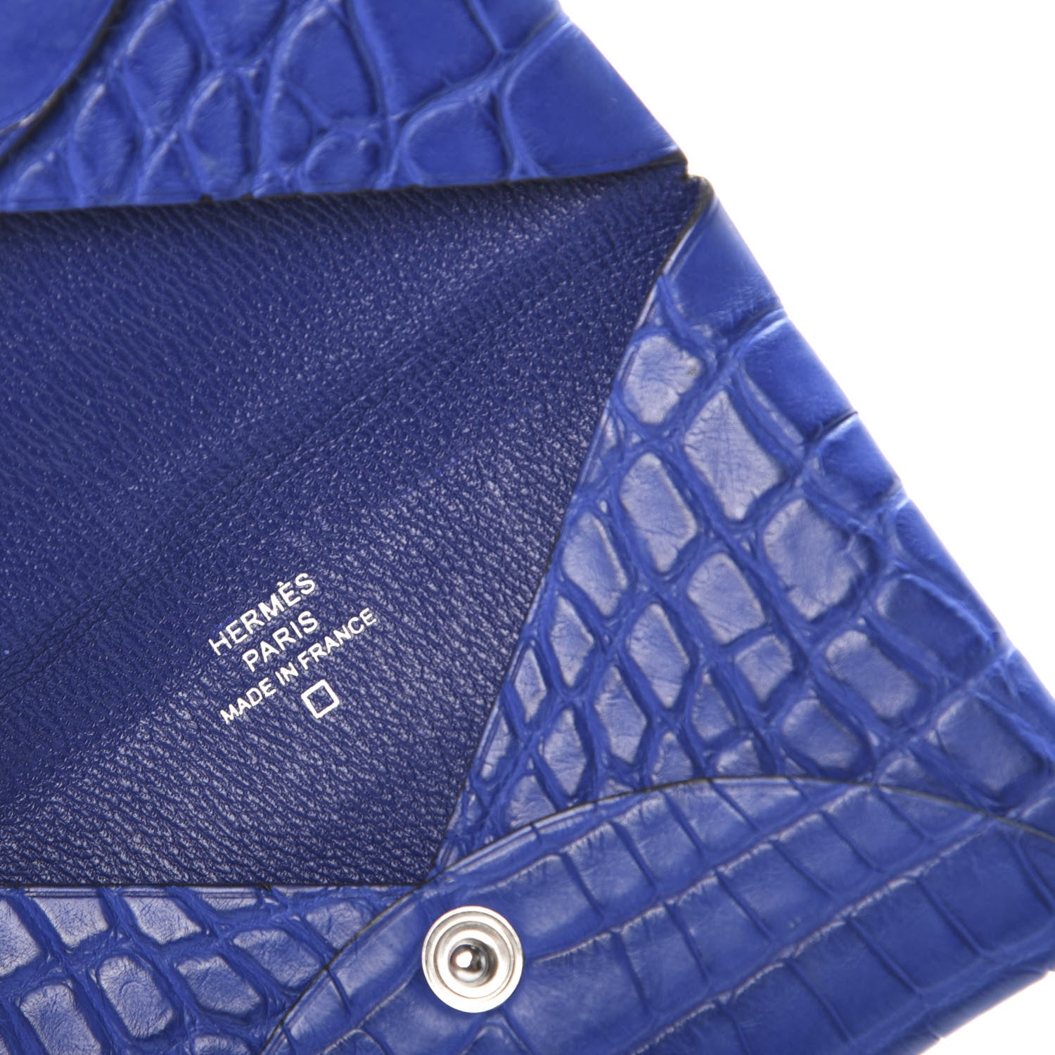 Hermes Matte Alligator Calvi Card Case Bleu Electrique 6 of 6