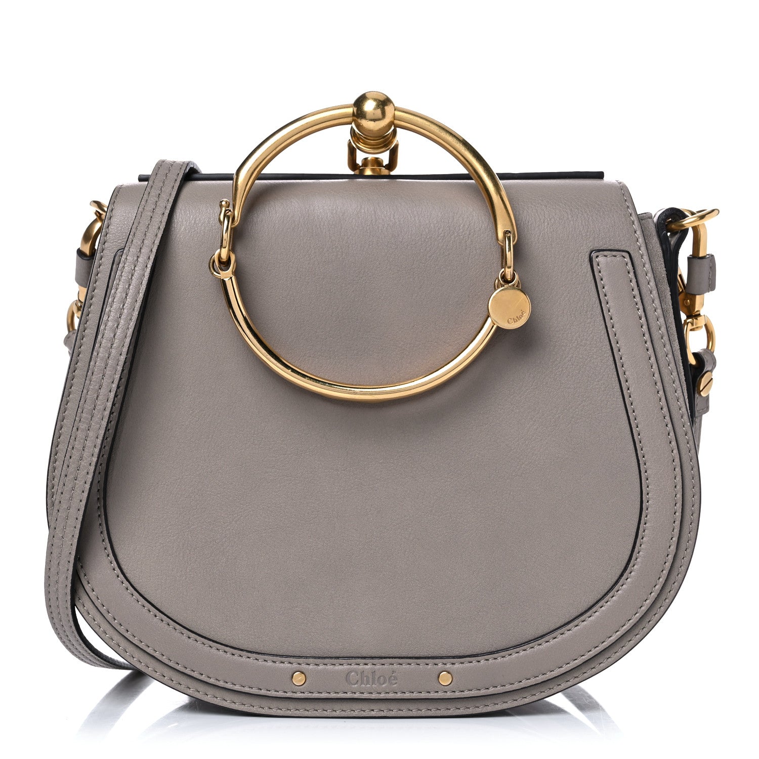 Chloe Calfskin Suede Medium Nile Bracelet Bag Motty Grey 1 of 19