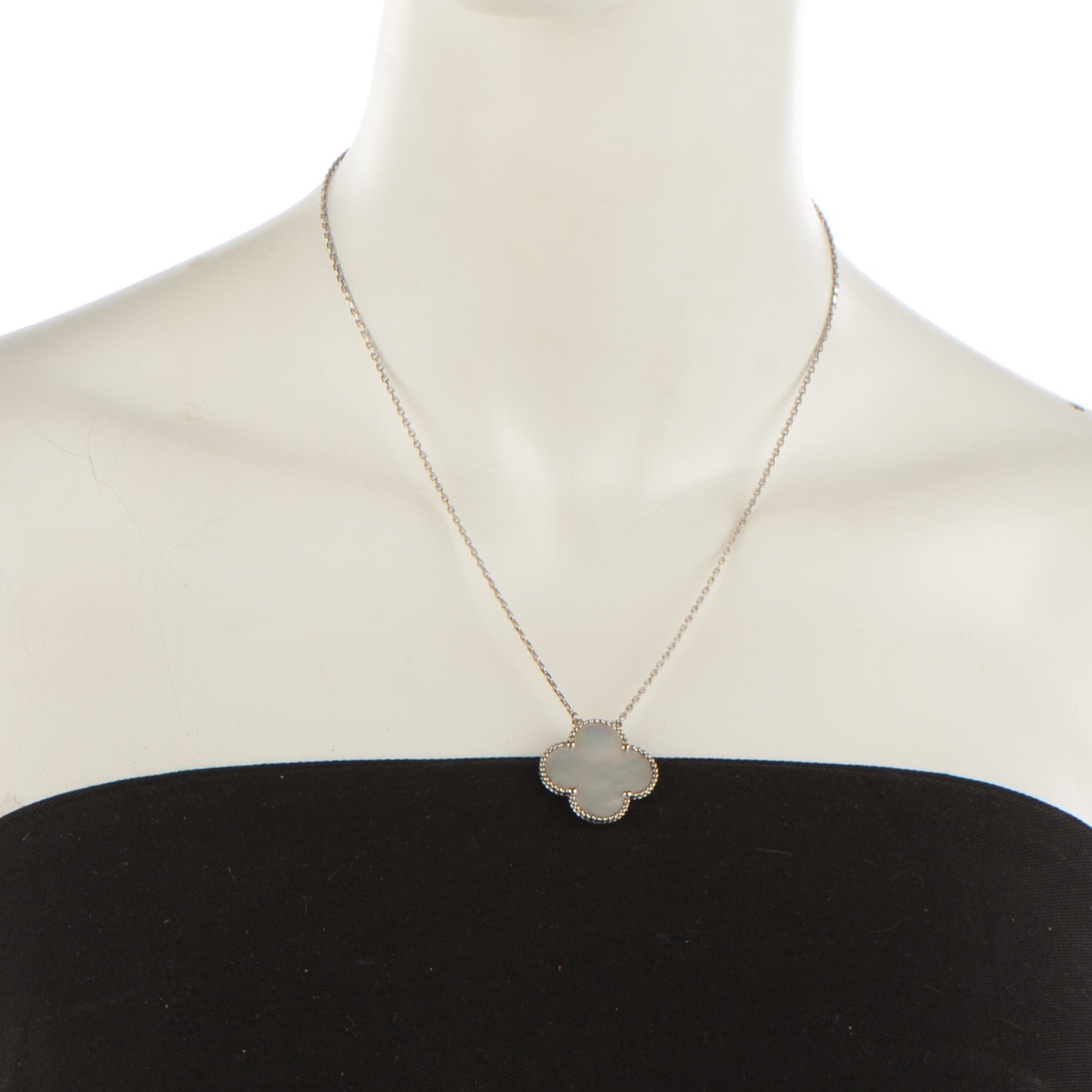Van Cleef & Arpels 18K White Gold Mother of Pearl Magic Alhambra Pendant Necklace 2 of 6