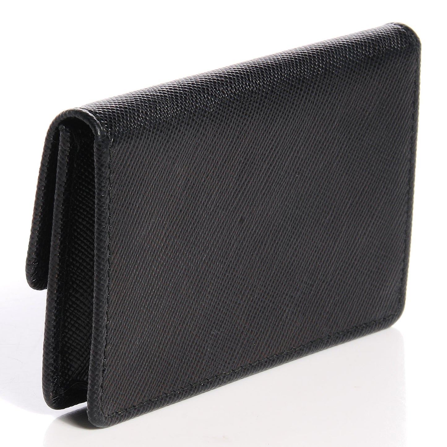 Saffiano Metal Flap Card Holder Black