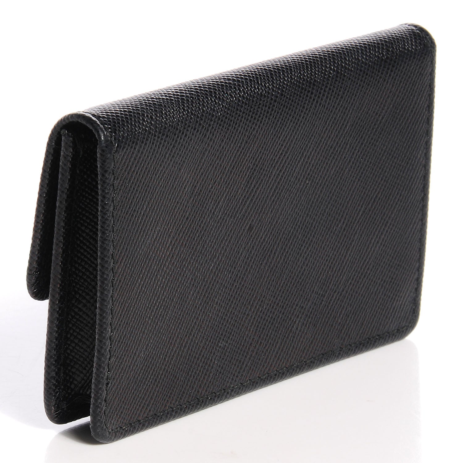 Prada Saffiano Metal Flap Card Holder Black 3 of 8