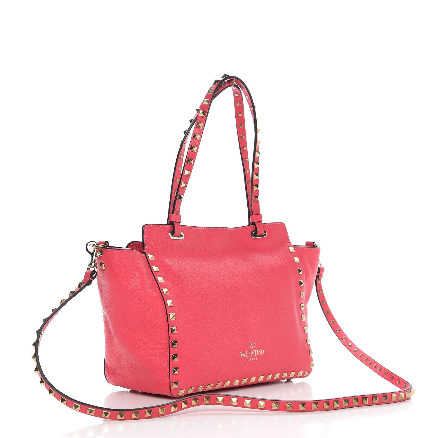 Valentino Garavani Vitello Small Rockstud Tote Raspberry 2 of 8
