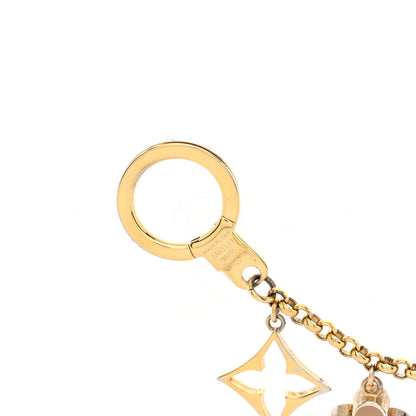 Louis Vuitton Brass Enamel Fleur De Monogram Bag Charm Chain Gold 3 of 5