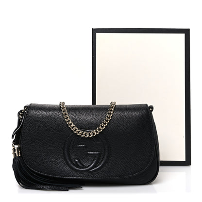 Gucci Pebbled Calfskin Medium Soho Flap Crossbody Black 10 of 10