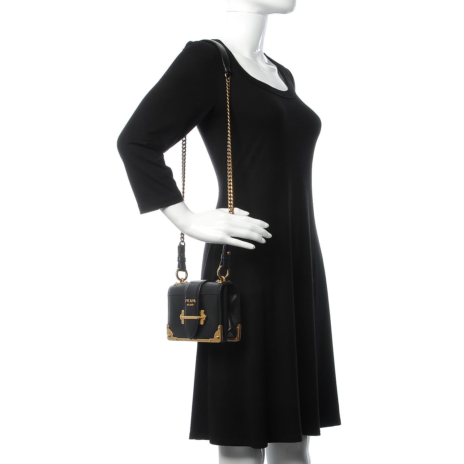 Prada City Calf Saffiano Cahier Bag Black 2 of 6