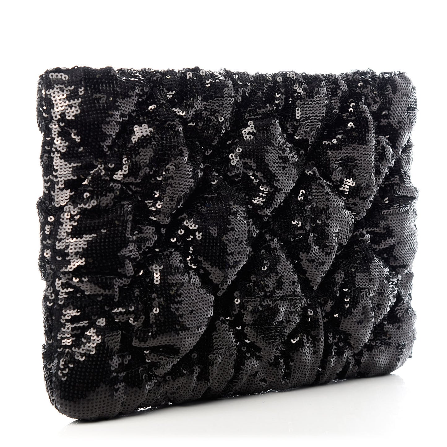 Sequins Quilted Large Chanel 19 Pouch Black
