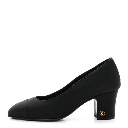 Chanel Grosgrain Cap Toe Uniform Pumps 35 Black 1 of 9