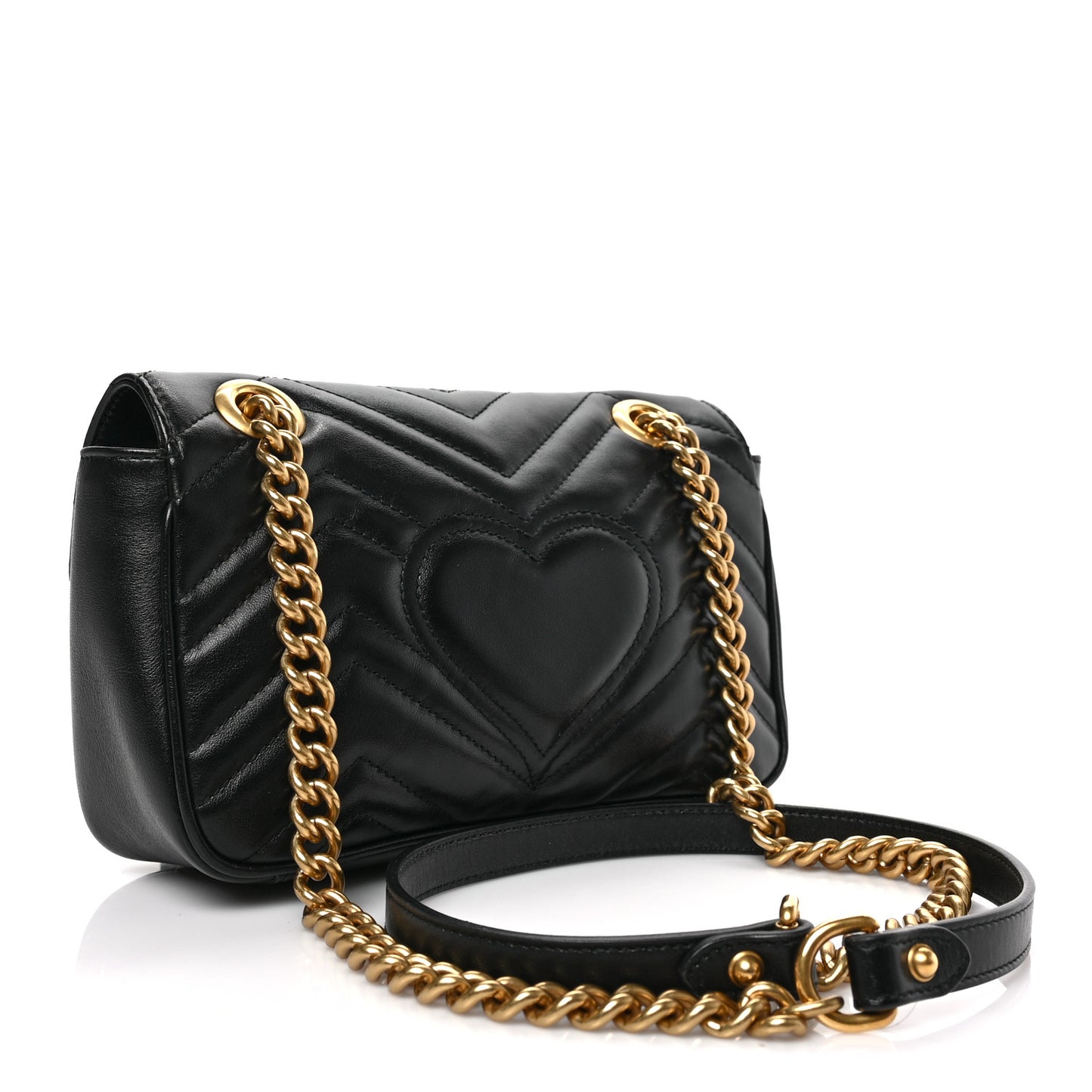 Calfskin Matelasse Mini GG Marmont Shoulder Bag Black