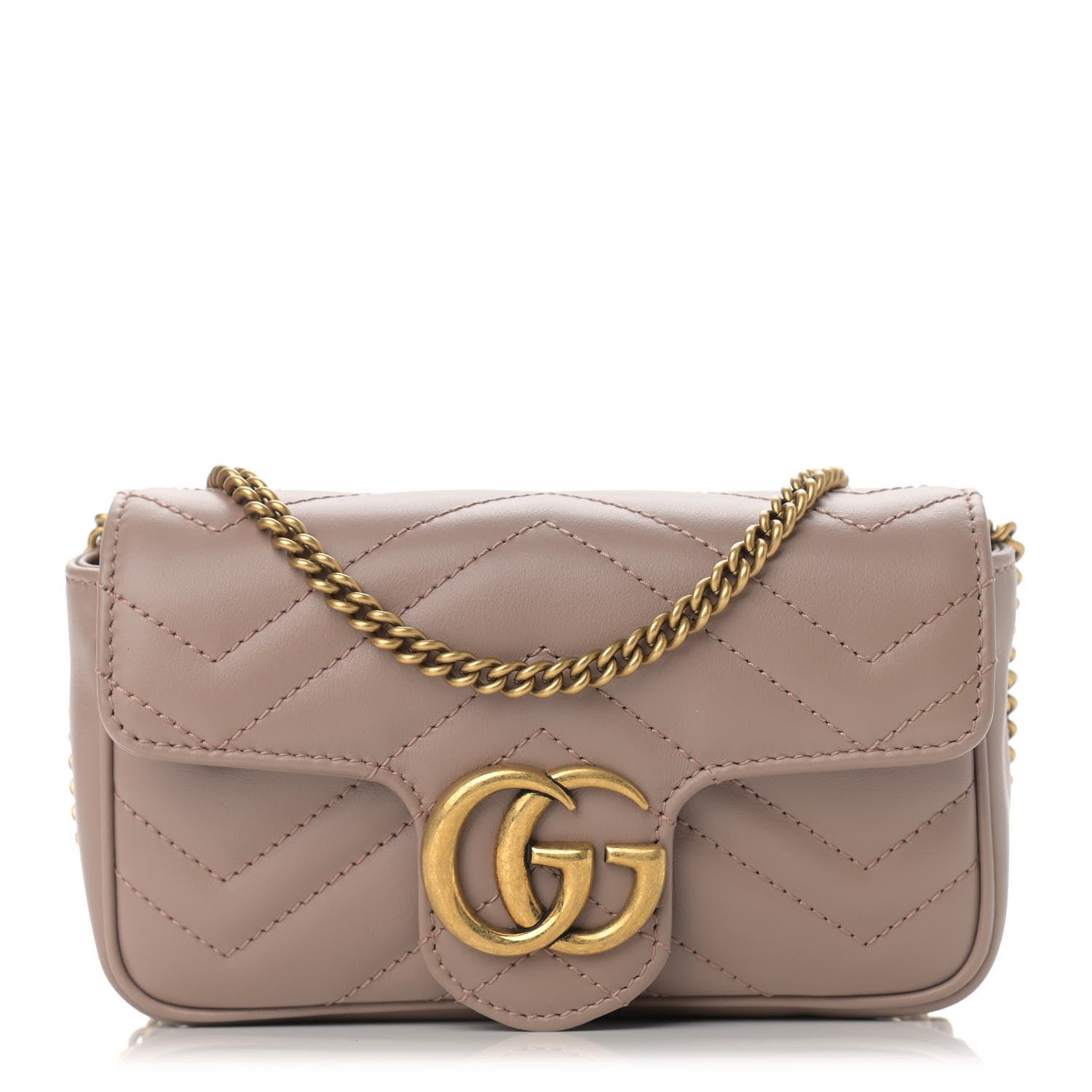 Gucci Calfskin Matelasse Super Mini GG Marmont Shoulder Bag Porcelain Rose 1 of 9