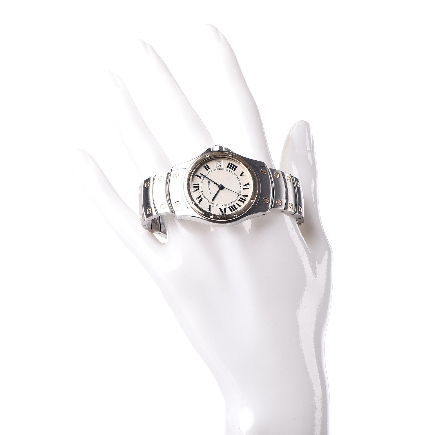 Cartier Stainless Steel 18K Yellow Gold 33mm Santos Ronde Quartz Watch 2 of 7