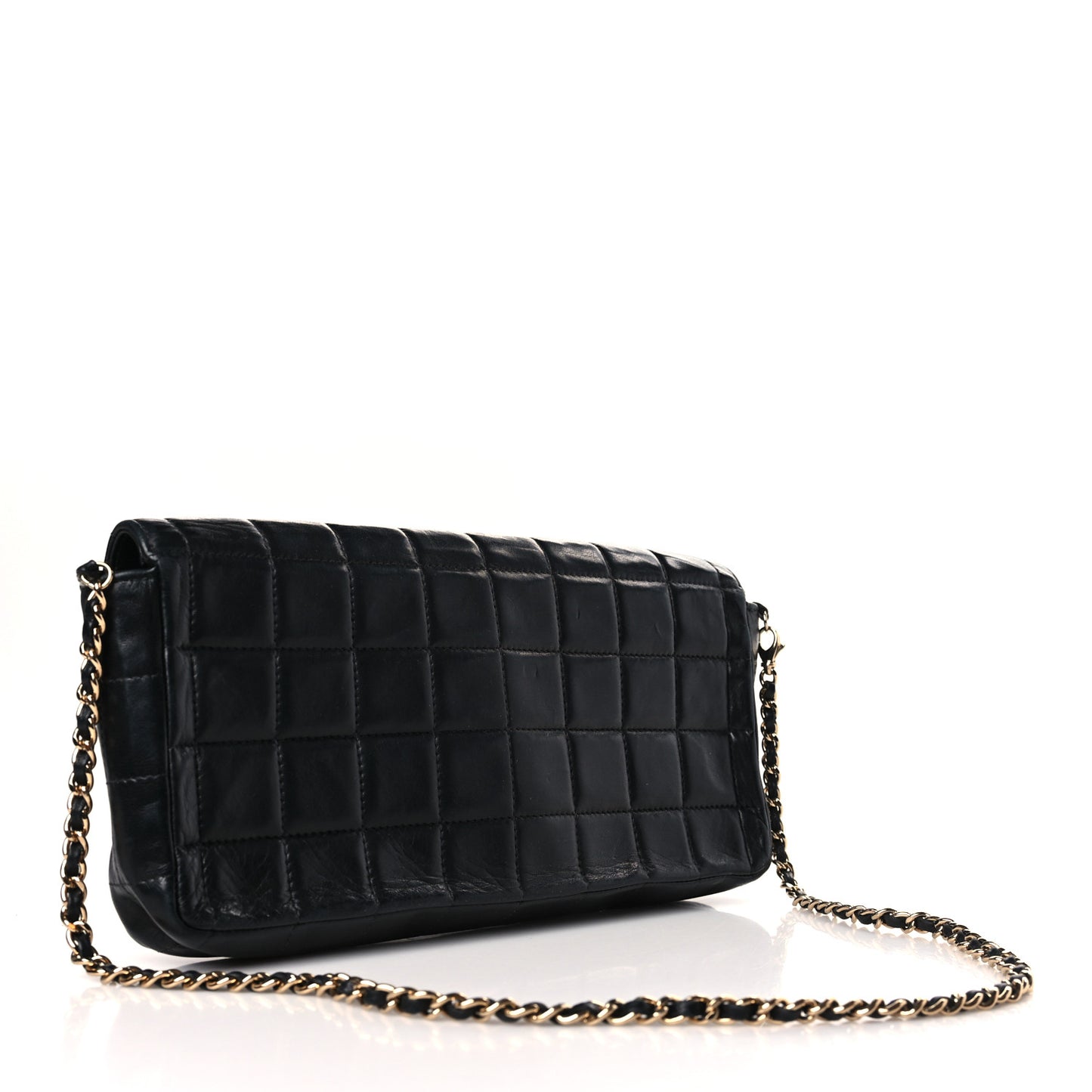 Lambskin East West Chocolate Bar Flap Black