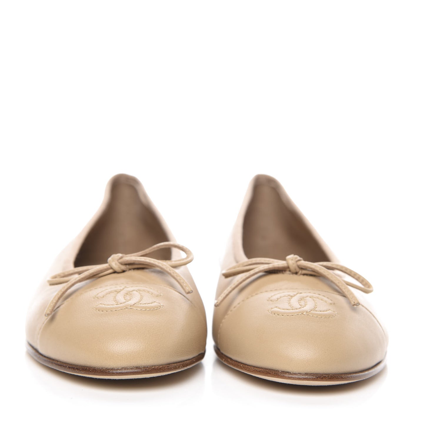Lambskin Cap Toe CC Ballerina Flats 36.5 Beige