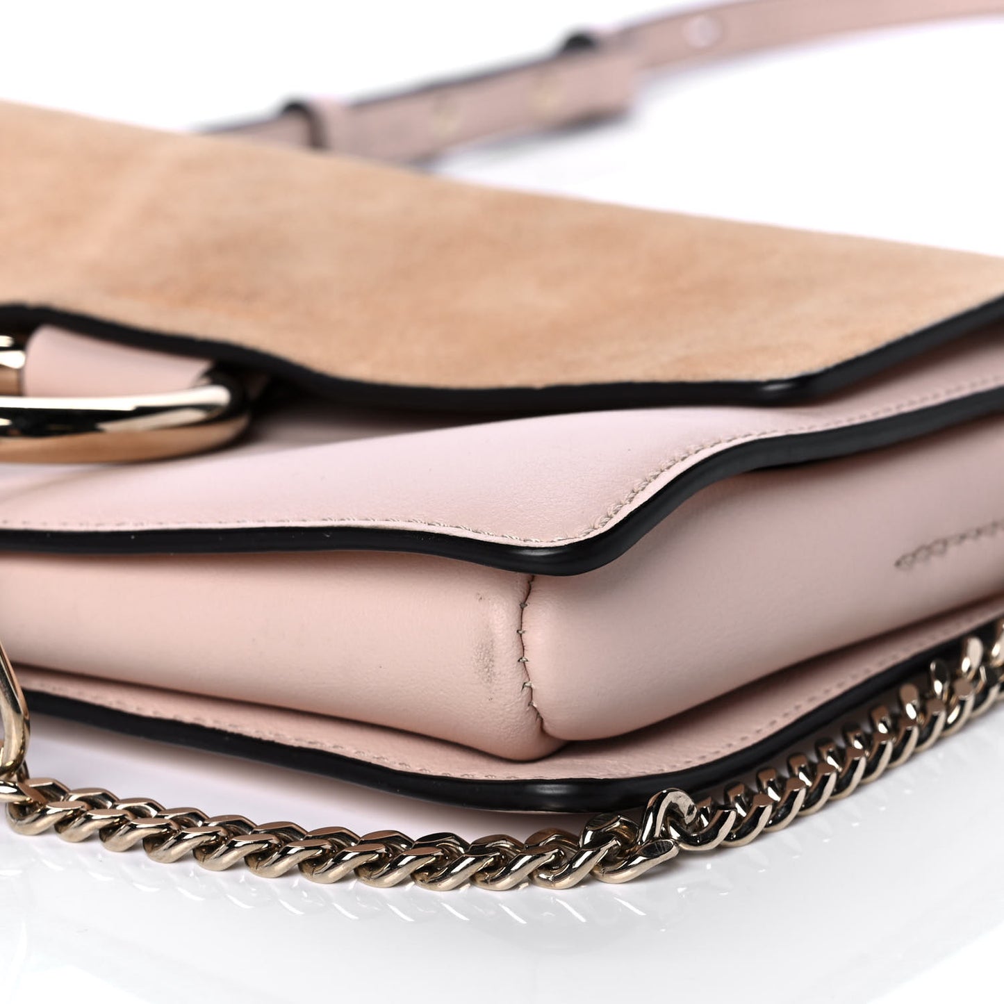 Suede Calfskin Small Faye Shoulder Bag Blushy Pink