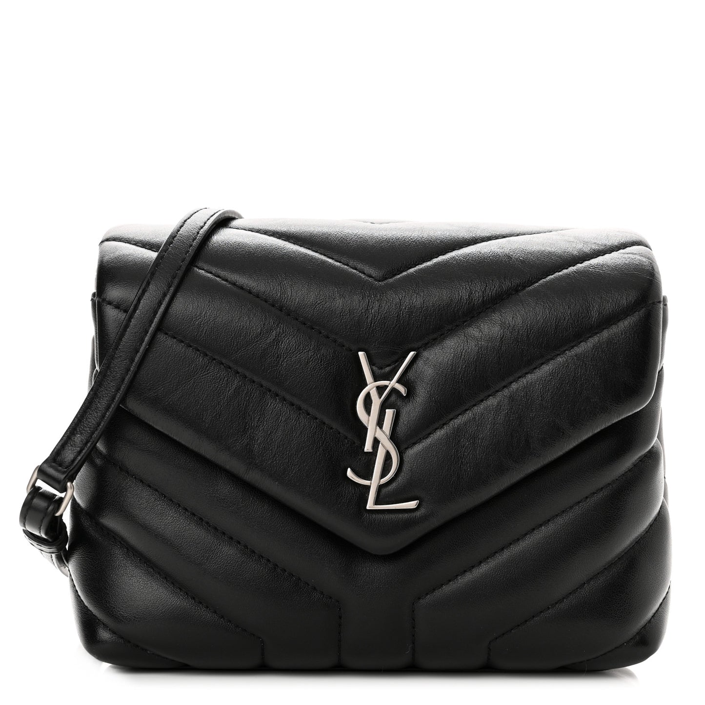 Calfskin Y Quilted Monogram Toy Loulou Crossbody Bag Black