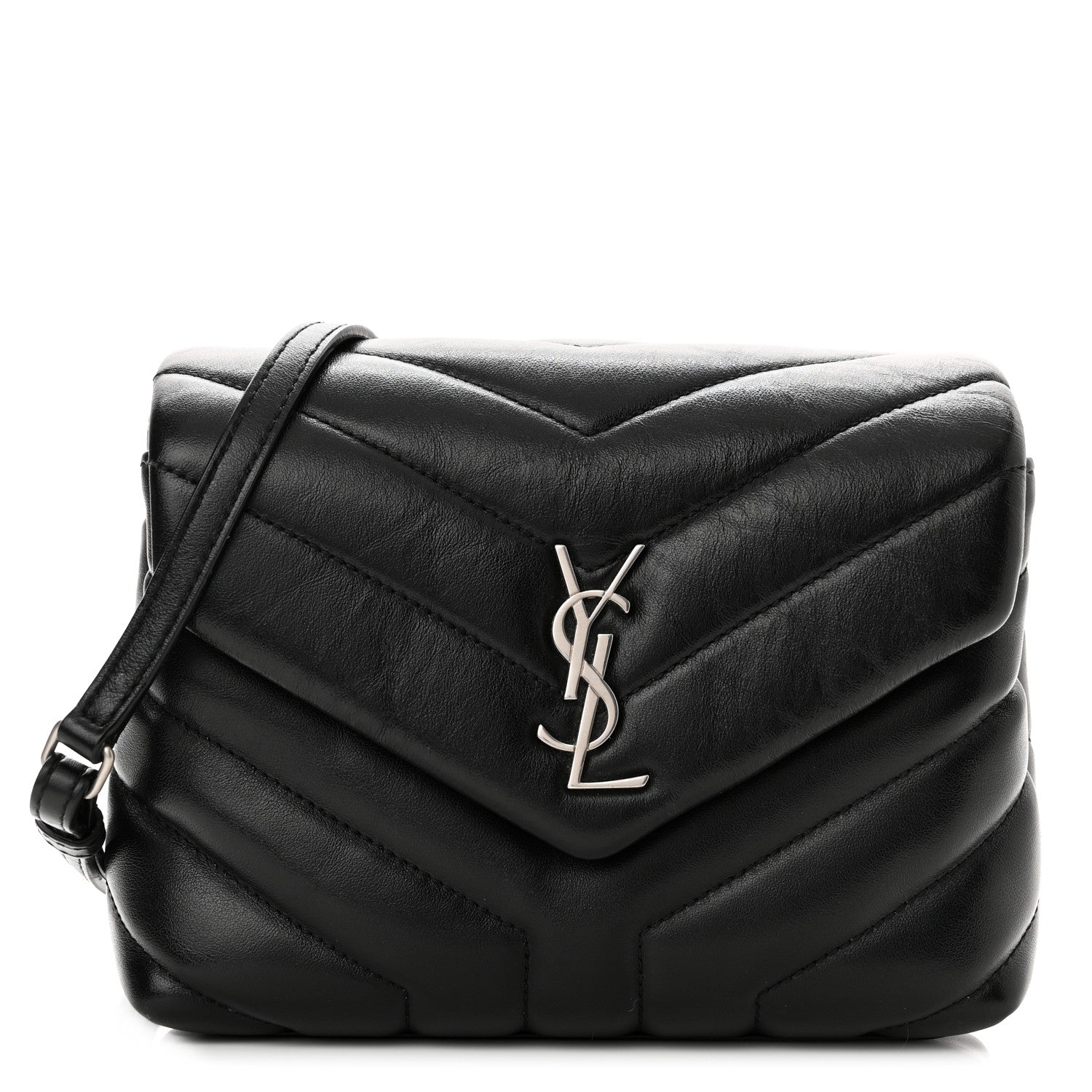 Saint Laurent Calfskin Y Quilted Monogram Toy Loulou Crossbody Bag Black 1 of 15