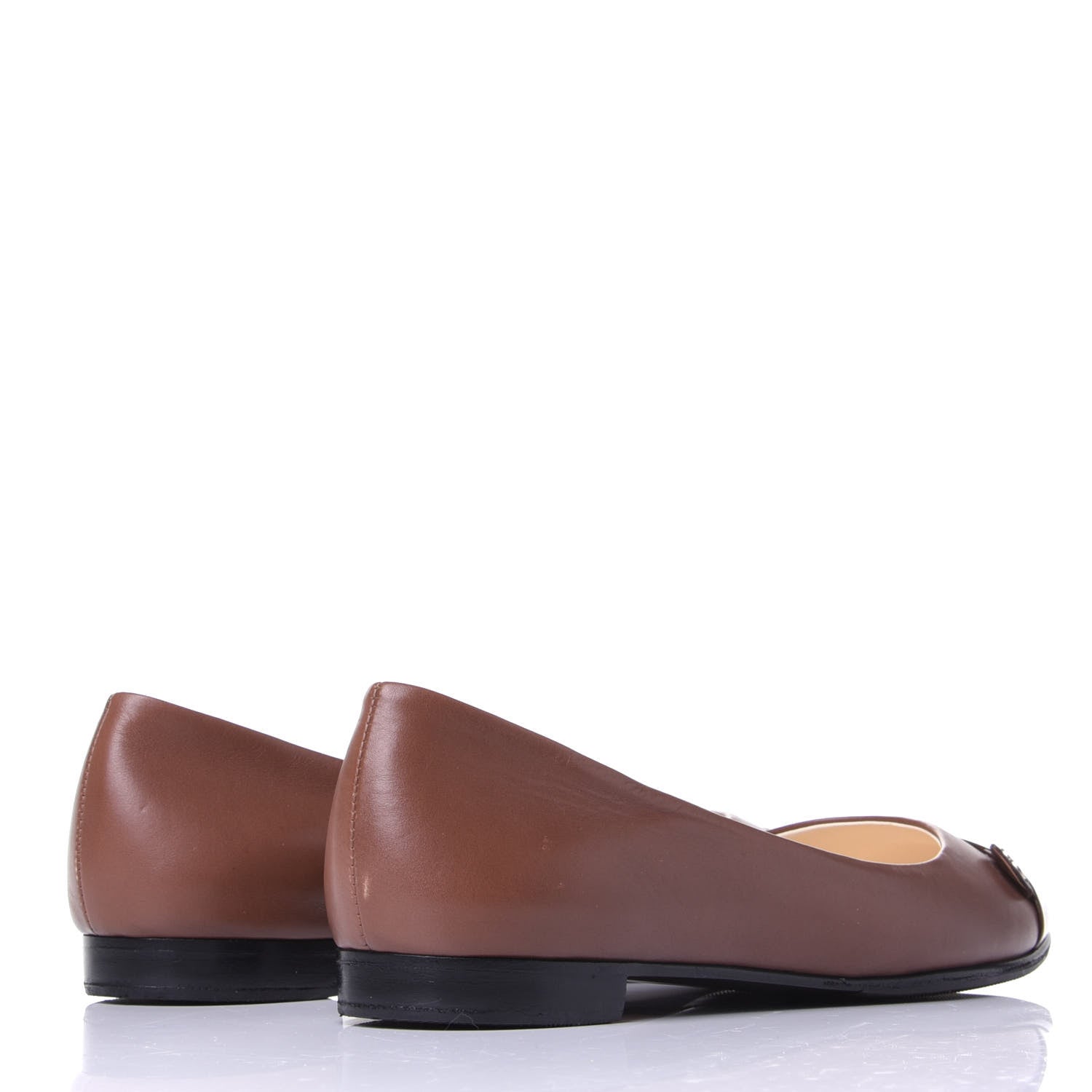 Chanel Lambskin Patent Cap Toe Ballerina Flats 36 Brown 4 of 10