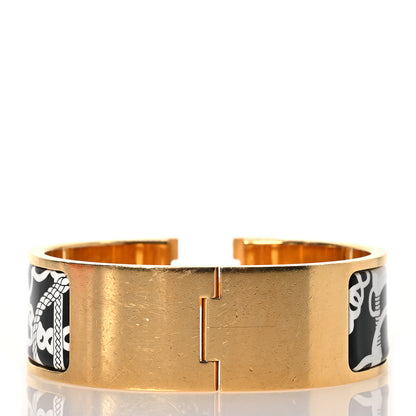 Hermes Enamel Printed Wide Panoplie Equestre Clic H Bracelet PM Positif Negatif 3 of 7