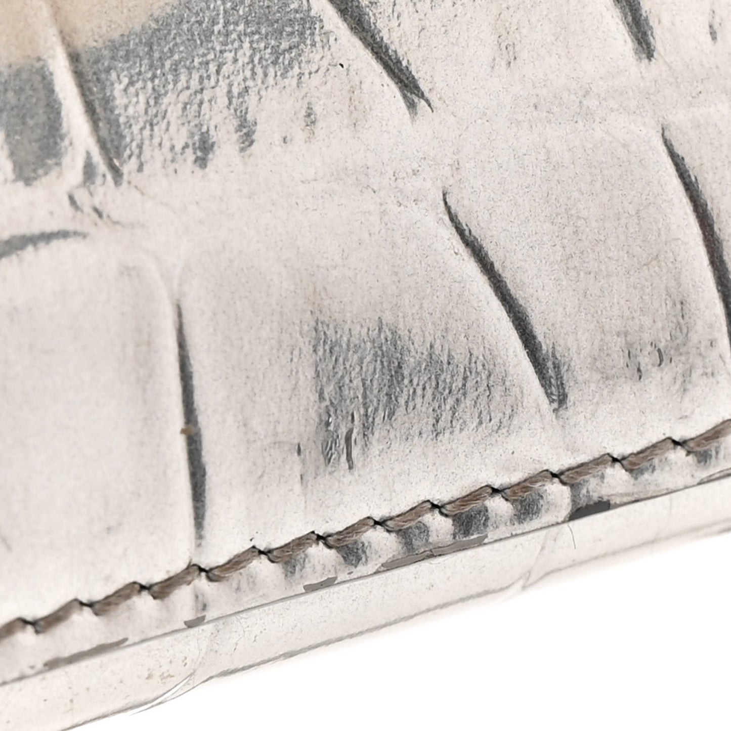 Metallic Calfskin Crocodile Embossed Hourglass Chain Bag Silver