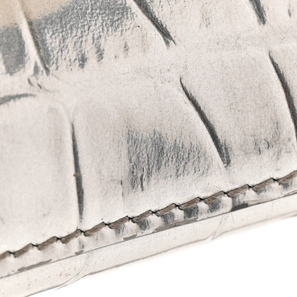 Balenciaga Metallic Calfskin Crocodile Embossed Hourglass Chain Bag Silver 12 of 17