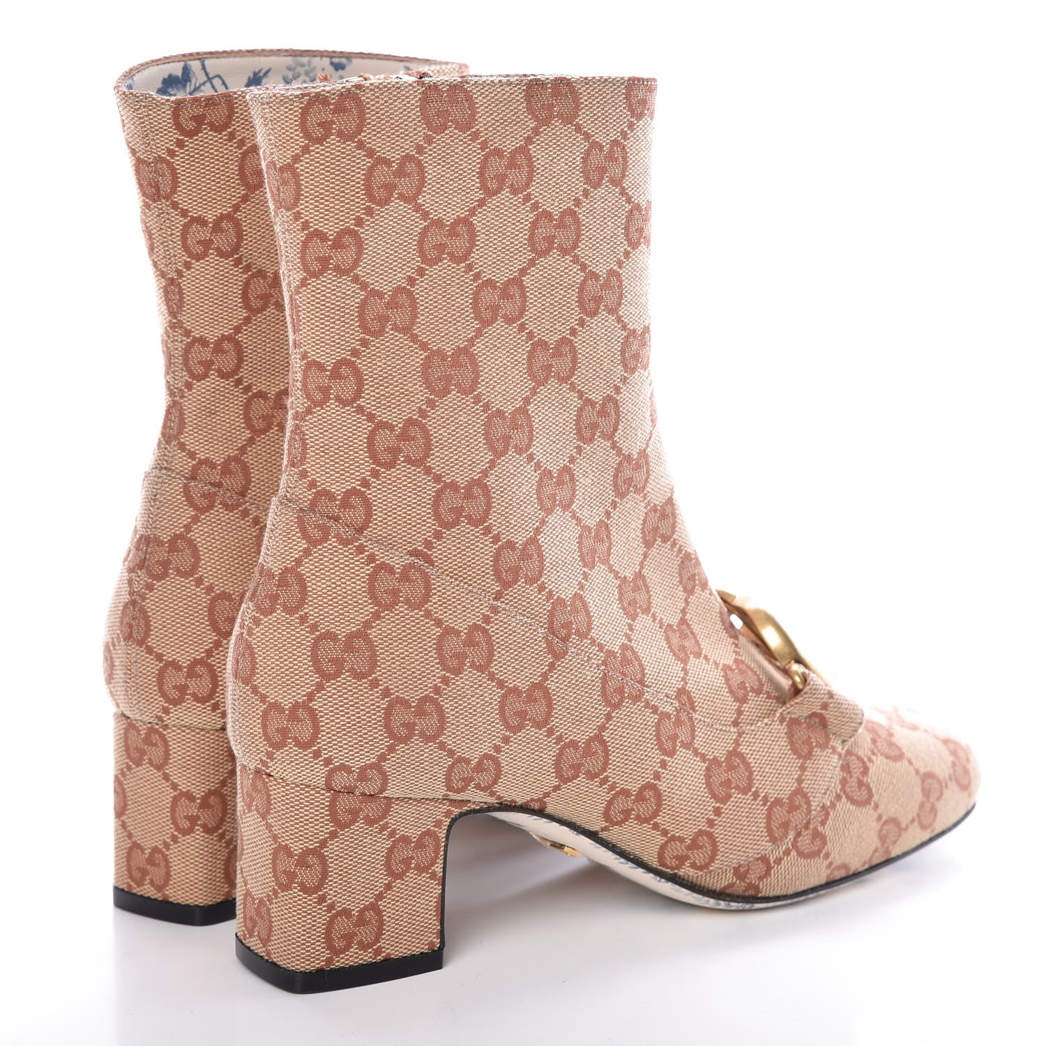 Gucci Monogram Malaga Kid GG Victoire 55mm Ankle Boots 36 Beige Ruggine Rust 4 of 8