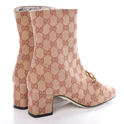 Gucci Monogram Malaga Kid GG Victoire 55mm Ankle Boots 36 Beige Ruggine Rust 4 of 8