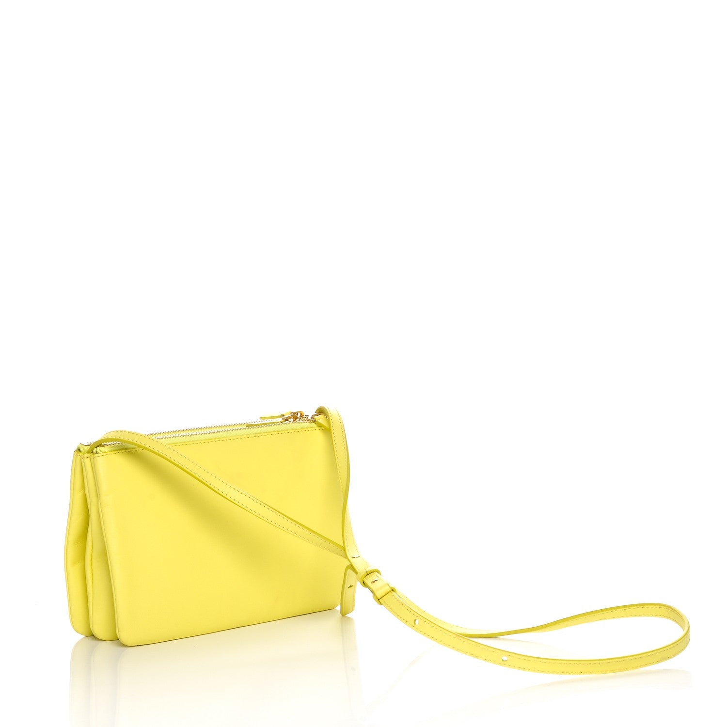 Celine Lambskin Small Trio Crossbody Bag Fluo Yellow 3 of 7
