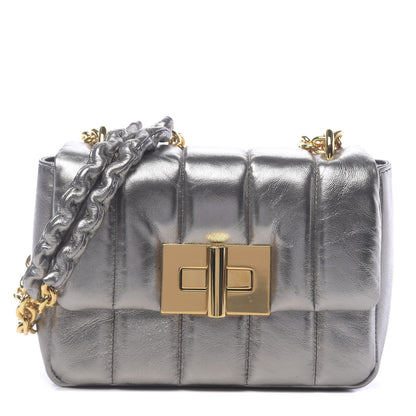 Tom Ford Metallic Soft Lambskin Quilted Small Natalia Chain Shoulder Bag Silver 1 of 11
