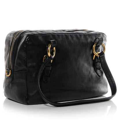 Prada Soft Calf Bowler Bag Black 3 of 10