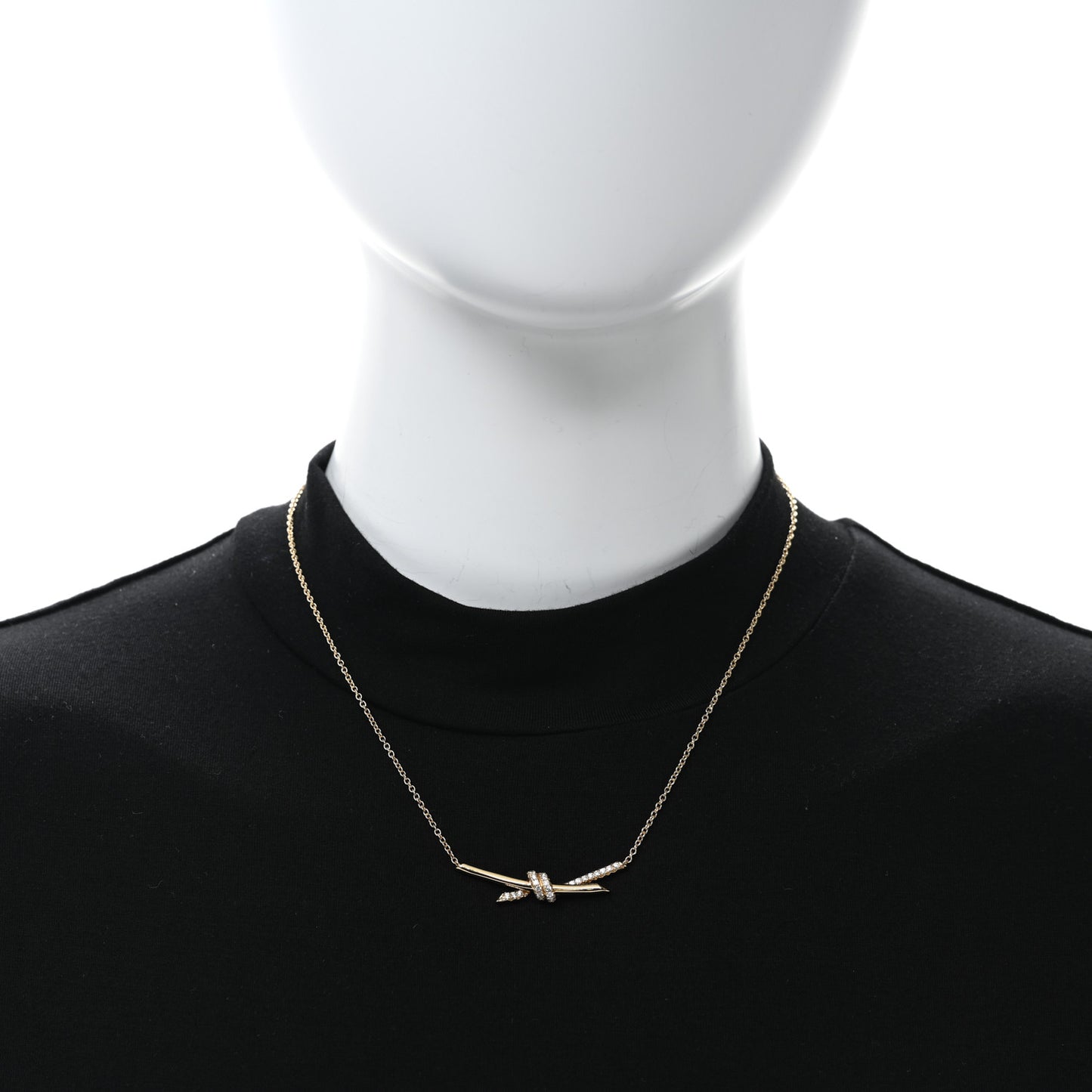 18K Yellow Gold Diamond Knot Necklace